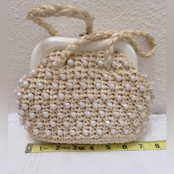 Vintage Raffia and Beads Handle Bag - Picture 7 of 12